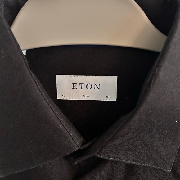 Eton Black Paisley Jacquard Tuxedo Shirt slim - Picture 7 of 10